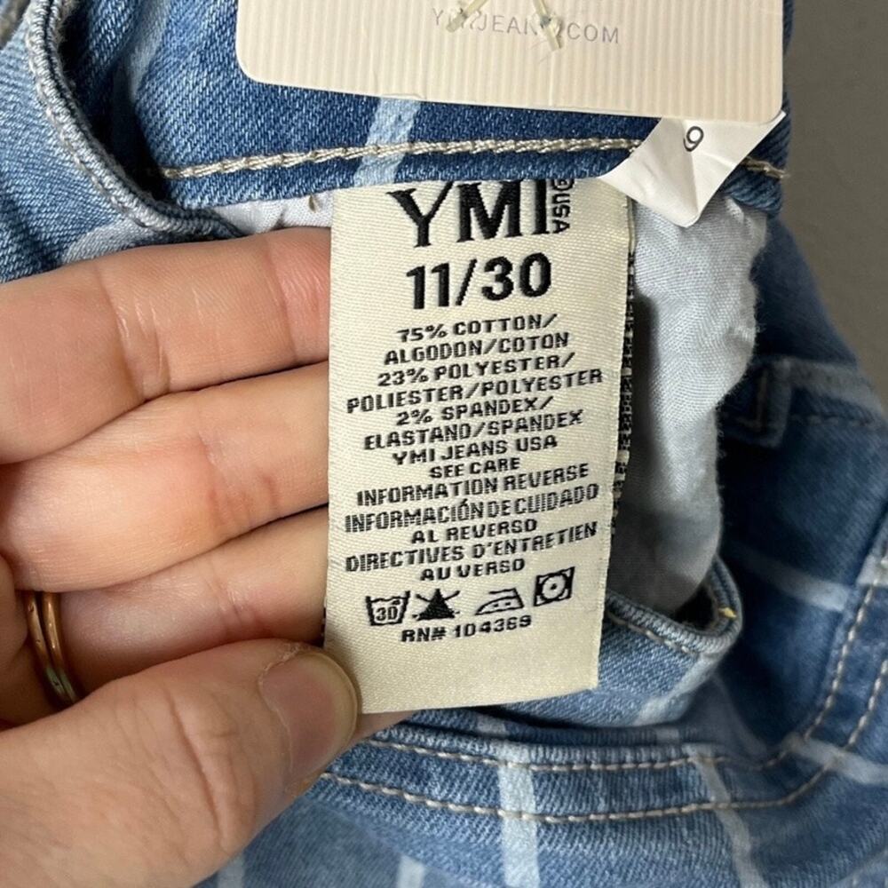 YMI Jeans Women's Denim Mini Skirt Size 11 Striped Cut Off Mid Rise Blue Jean - Picture 6 of 7